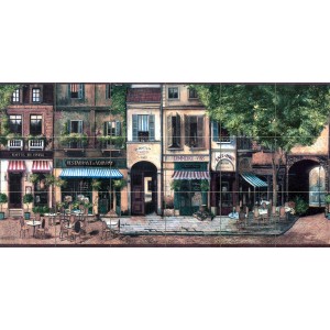 Mural French Café Tumbled Marble Backsplash Tile #310   230484261138